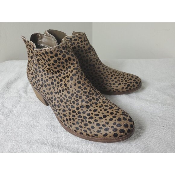 Michael Shannon Leather Upper Ankle Boots Zip -Up Women's‎ Size 9 Leopard Print - Picture 2 of 8
